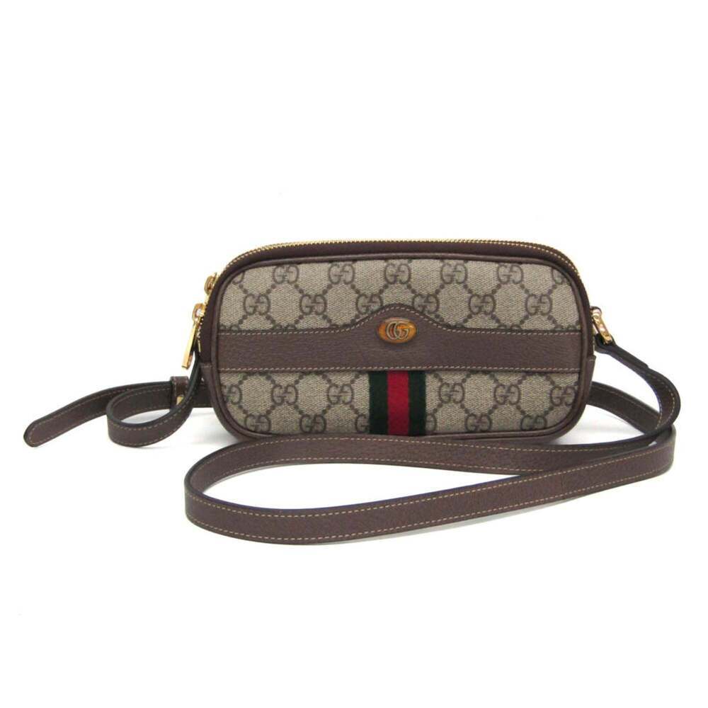 GUCCI Authentic Brown Leather Shoulder Bag